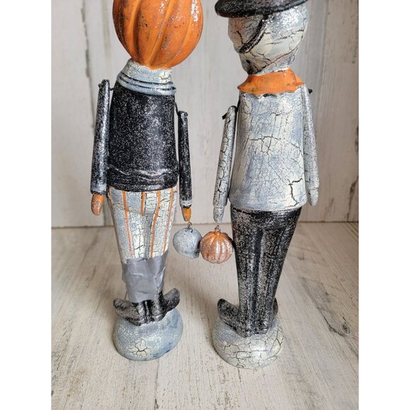 Living quarters rustic masquerade ball skeleton pumpkin glitter figure set folk - Picture 7 of 8